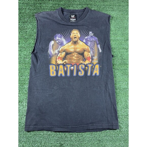2002 WWE Wwf BATISTA Medium Tank Top Cutoff Tee Shirt  Attitude Guaranteed - Picture 1 of 11